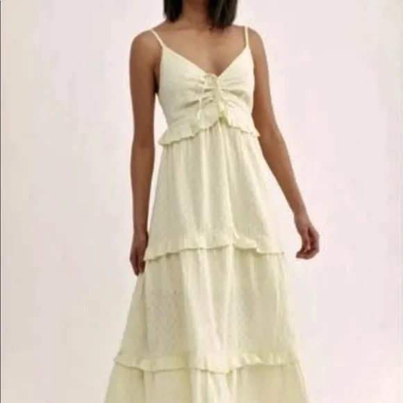 knee length dresses for ladies Cream Boho Lace Cotton Dress main image 1